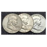 (3) F. Half Dollars: 1952-P&D, 54-S