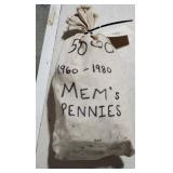 Bag Of 5,000 Copper Memorial Cents 1960-1980