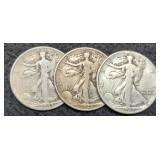 (3) W. Liberty Half Dollars: 1942, 43-S, 45-S