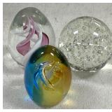 3 Glass Paperweights