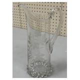12" Etched Pattern Glass Pitcher