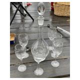 Etched Decanter and 6 Wines