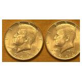 2 - 1964 Kennedy Silver Half Dollars