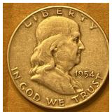 Franklin 1954 Silver Half Dollar