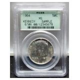 1964 Slab K. Half Dollar PCGS MS Sample