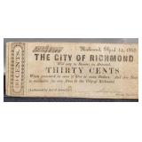 1862 30 Cent Note Richmond Virginia, Original