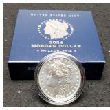 2024-P Morgan Dollar Unc. 999 Silver w/ Case & CO