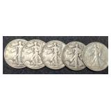 (5) 1943 W. Liberty Half Dollars