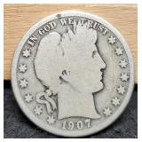 1907-O Barber Half Dollar