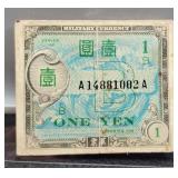 1945 Japan 1 Yen WW2 Allied Military Banknote