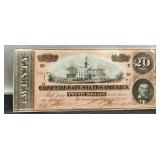 1864 $20 Confederate Note XF