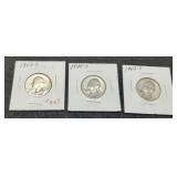 (3) W. Quarters: 1942-S, 43-S, 44-S