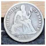 1891-S Liberty Seated Dime