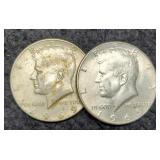 (2) 40% Silver K. Half Dollars