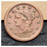 1853 Large Cent VF30