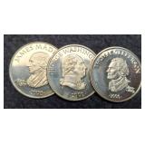 (3) 2000 Liberia $5 Presidential Coins BU