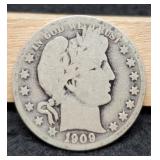 1909-S Barber Half Dollar