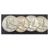 (4) 1953 F. Half Dollars