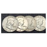 (4) F. Half Dollars: 1950-P&D, 58-D, 59-D