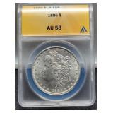 1886 Slab Morgan Dollar ANACS AU58