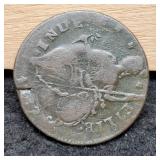 1787 Post Colonial Connecticut Copper Draped