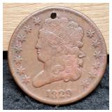1829 Half Cent w/ Small Drilled Hole