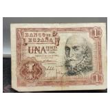 1953 Spain1 Peseta Banknote