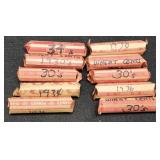 (10) Rolls Wheat Cents All In The 30