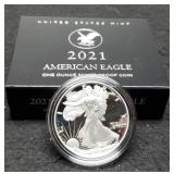 2021-S Proof Silver Eagle w/ Case & COA