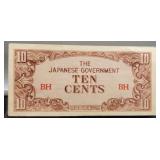 1942 Japan WW2 Occupation Of Burna Banknote Unc.