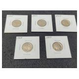 (5) Buffalo Nickels: 1925, 26, 27, 28, 29