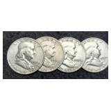 (4) 1954 F. Half Dollars