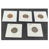 (5) Indian Head Cents: