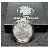 2021 Morgan Unc. Dollar 999 Silver w/ Case & COA