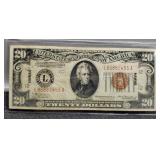 1934A $20 Hawaii FR Note VF Nice
