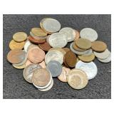 Lot w/ 50 Foreign Coins, Nice Mix Of