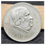 1947 Mexico Silver Peso 50%/14 Gram