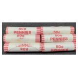 (6) Rolls 2009 L. Cents BU, At Least 2 Varieties