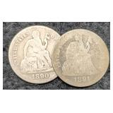1890 & 1891-O Liberty Seated Dimes
