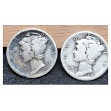 1916 & 1917 Mercury Dimes