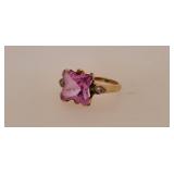 10 K Gold Ring w/ Large Stone Size 5.4, 3.1 Grams