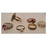 6 Sterling Silver Rings 29.6 Grams