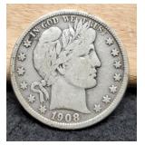 1908-D Barber Half Dollar