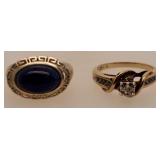 2 Sterling Silver Rings Size 5.8 & 7, 7.2 Grams