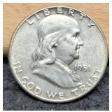 1951 Franlin Half Dollar AU