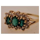 10 K Gold Ring w/ Stones Size 7, 3.3 Grams