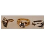 3 Costume Rings Size 6, 6, 8