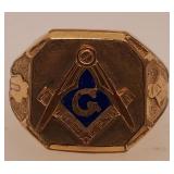 14 K Gold Masonic Ring Size 8, 91.2 Grams