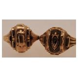 2- 10 K Gold Class Rings Size 5 & 7, 6.6 Grams