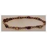 Sterling Silver Tennis Bracelet w/ Stones 9.1 Gram